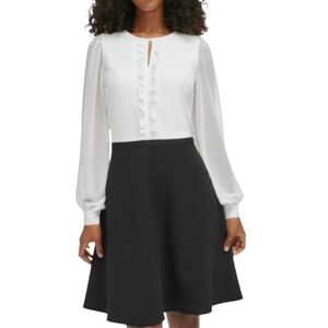 Karl Lagerfeld Black & White Ruffled Dress Size‎ 16